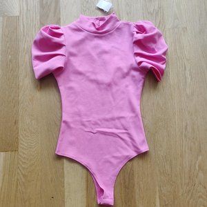 Pink Bodysuit with Ruffled Sleeves